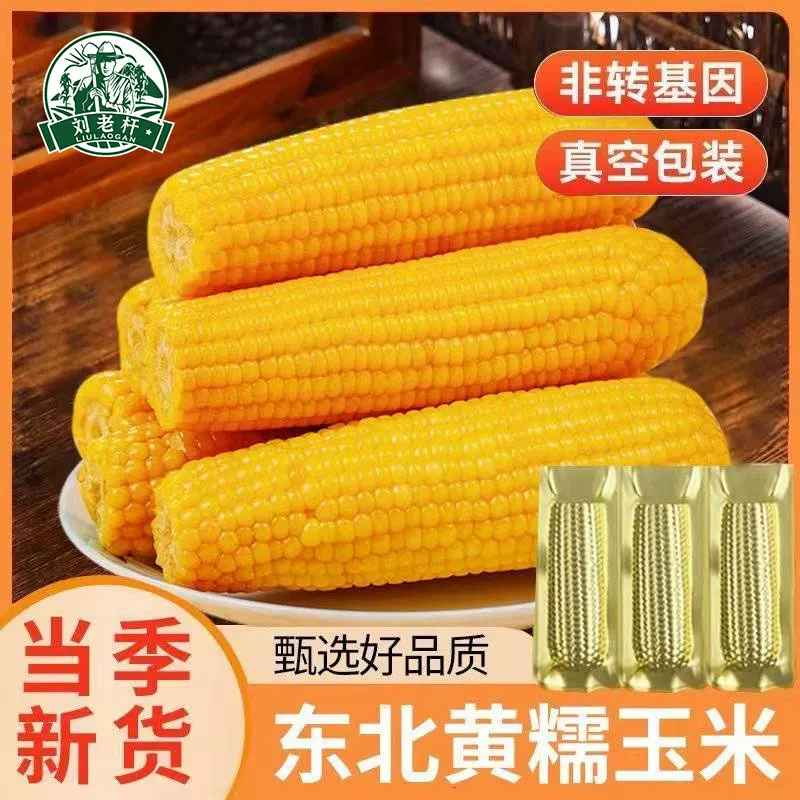 刘老杆东北黄糯玉米新鲜软糯粘苞玉米现摘真空早餐代餐饱腹玉米棒